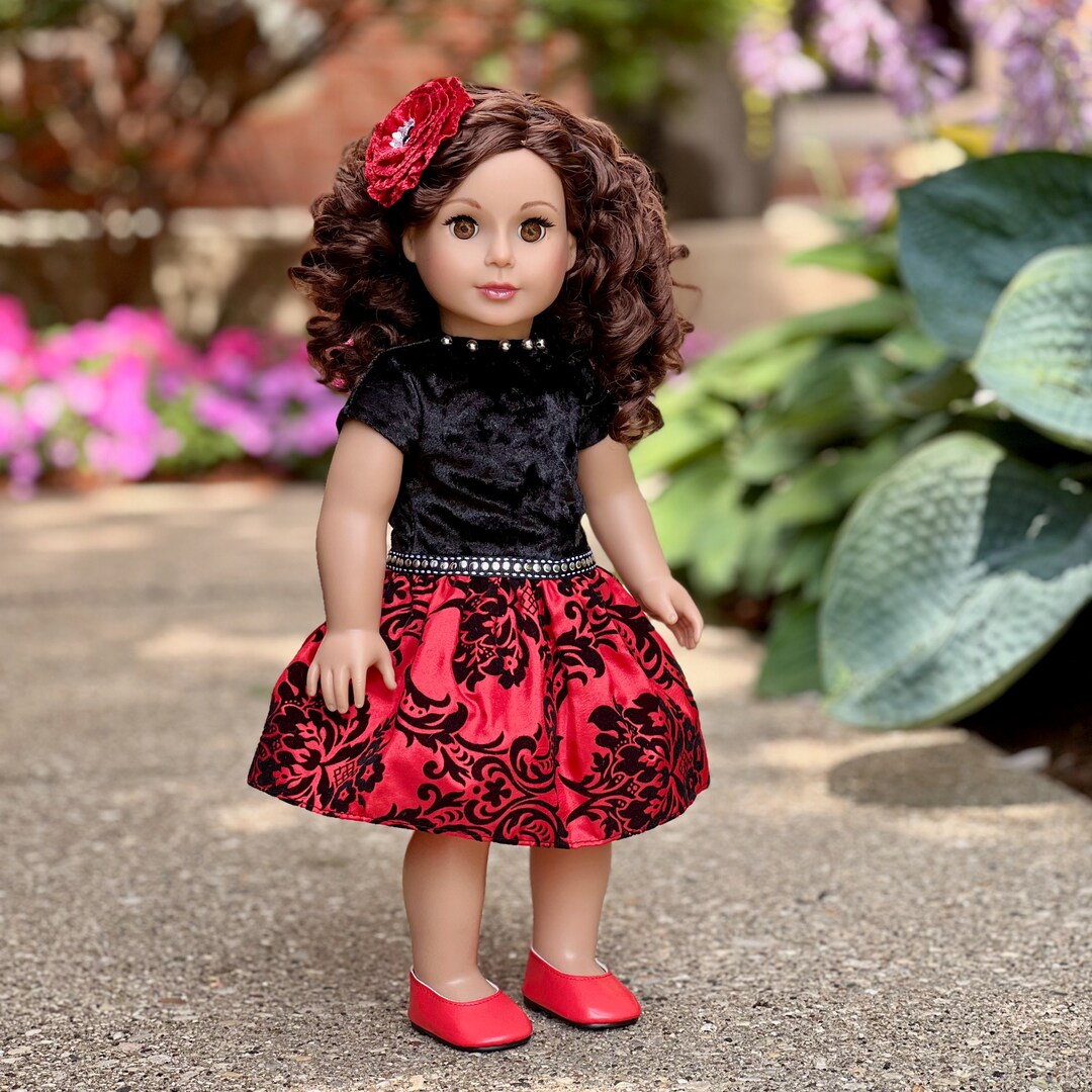 Holiday Spirit - Doll Clothes for 18 Inch Dolls - Holiday Red Taffeta Party Dress with Red Shoes and Headband (Doll Not Included) | MakerPlace by Michaels Holiday Spirit - Doll Clothes for 18 Inch Dolls - Holiday Red Taffeta Party Dress with Red Shoes and Headband (Doll Not Included) | MakerPlace by Michaels